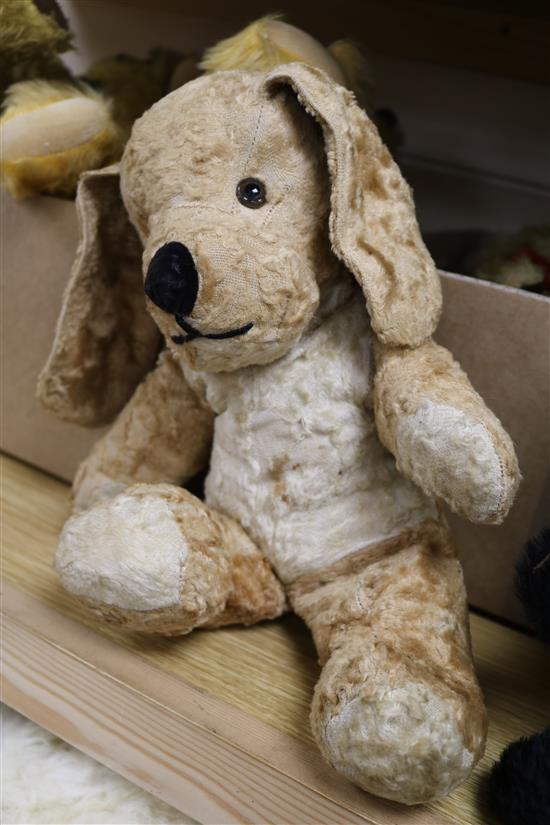 Hermann Zotty dog, panda and cat, tallest 12in. (5)